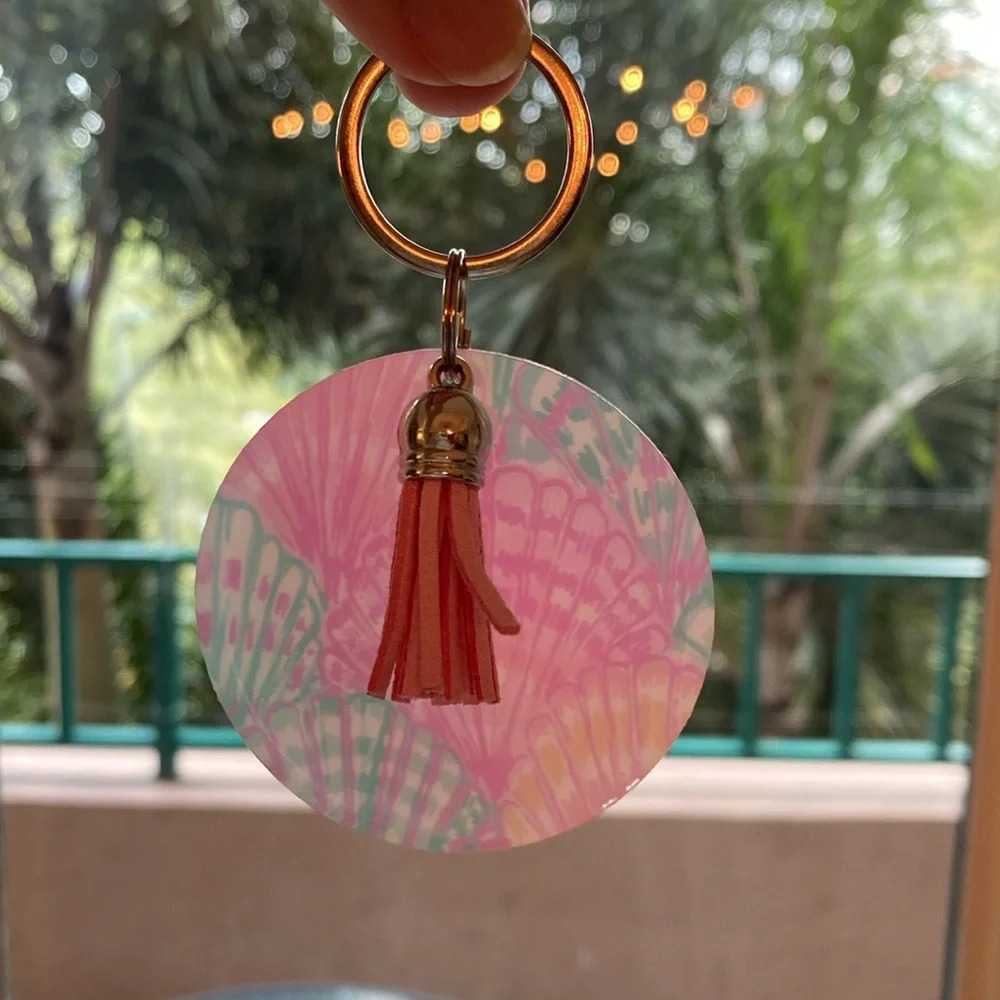 Pink & Blue Sea Shell‎ keychain / bag charm